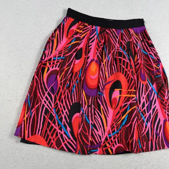 Milly Of New York Skirt Women’s 2 Multicolor Peacock Feather Pleated Knee Length - Picture 4 of 16